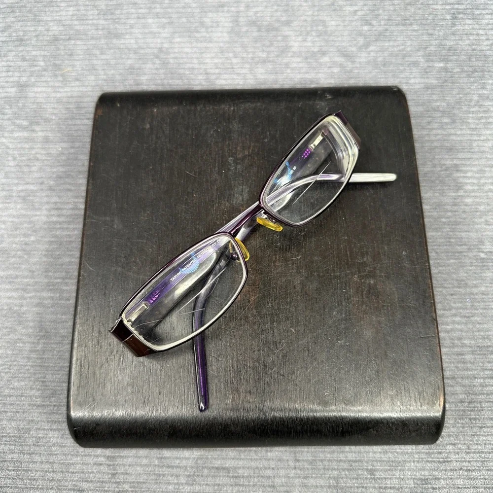 Takumi T9795 Purple Rectangular Y2K Eyeglasses Frames 50/17 135 Patented Tech